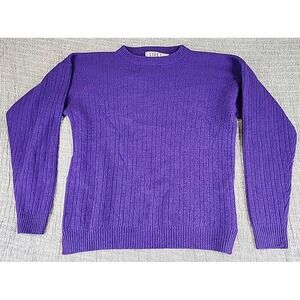 Vintage EXTRA Womens XS Long Sleeve Sweater Angora Lambswool Blend Ribbed Purple